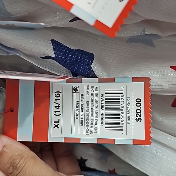 Cat & Jack white summer dress with red and blue multi star summer dress - Picture 13 of 14